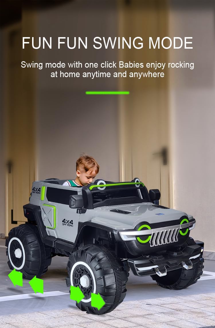 4x4 Big Size Monster Truck Battery Operated Electric Ride On 4x4 Jeep for Kids Driving 1-10 Years | Remote Control | Bluetooth | USB | Swing |...