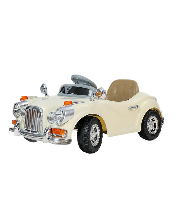 Jammbo Vintage Cream Ride-On Car for Kids | Rechargeable Battery Operated | Electric Toy Vehicle with Retro Charm for Children